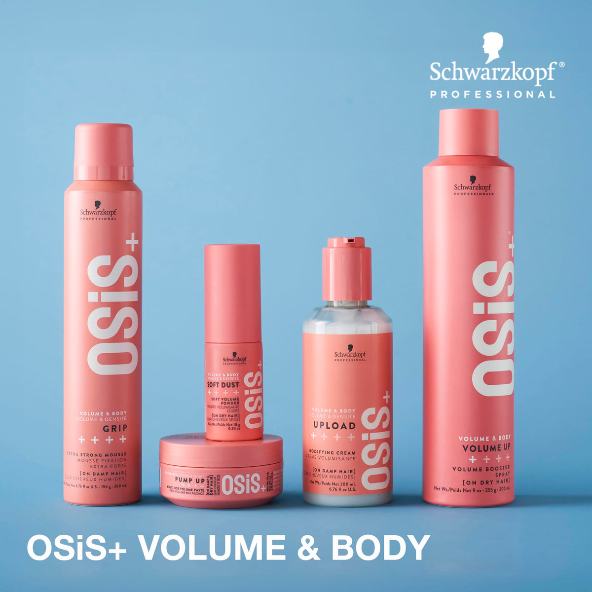 OSiS+ blow-dry volume before and after illustrating fuller results