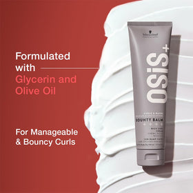 OSiS+ cream applied on damp curls demonstrating definition and reduced frizz