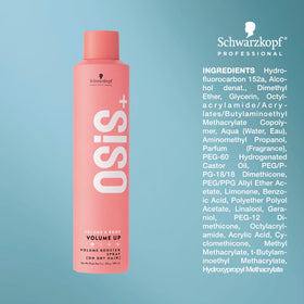 OSiS+ Volume Up next to everyday items to show 8.9 oz size and portability benefit