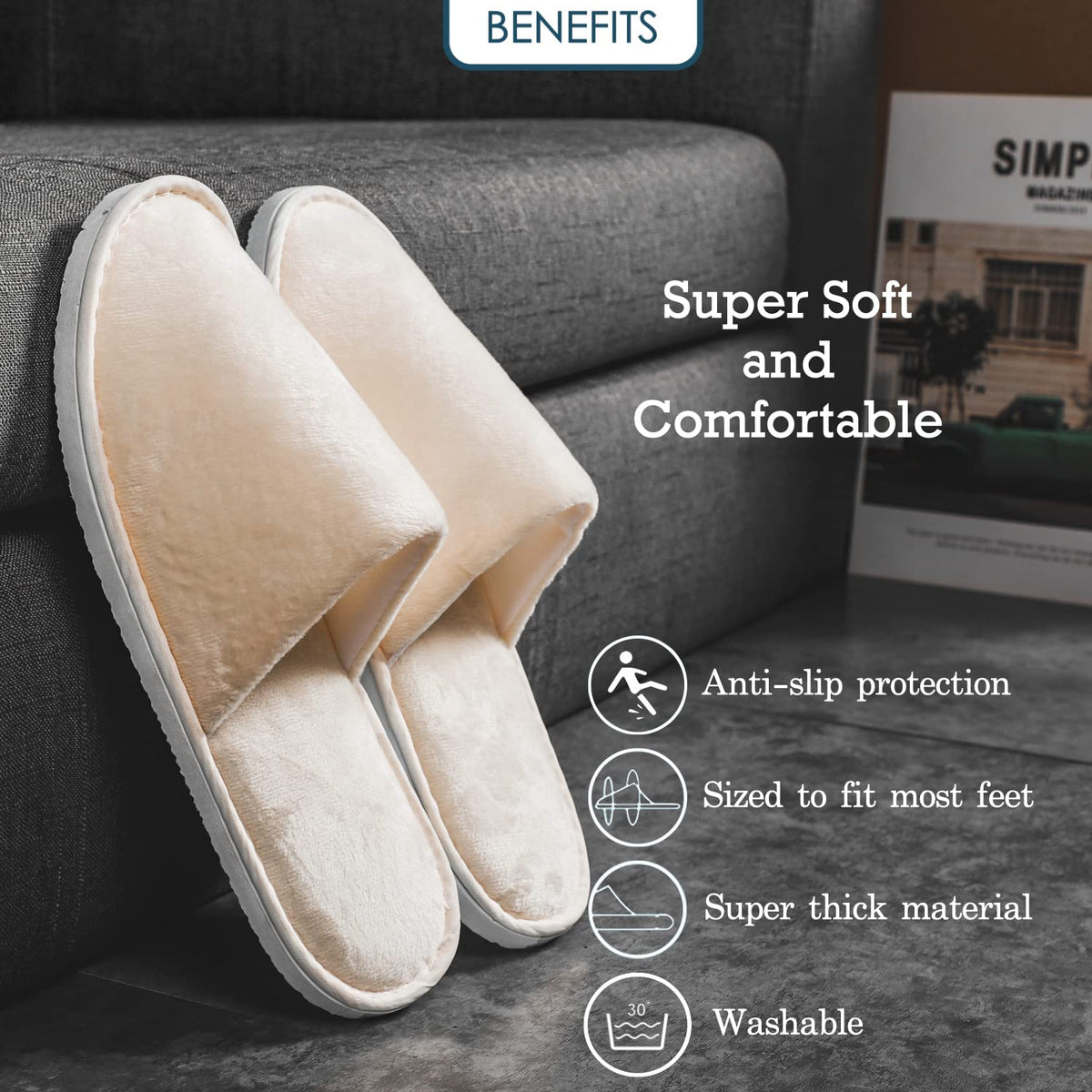 OSTADARRA slippers on bathroom floor demonstrating safe indoor use