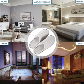 OSTADARRA slippers placed in hotel room conveying guest-ready comfort