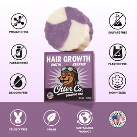 Otter Co. product label and ingredient list showing biotin, keratin, rosemary oil