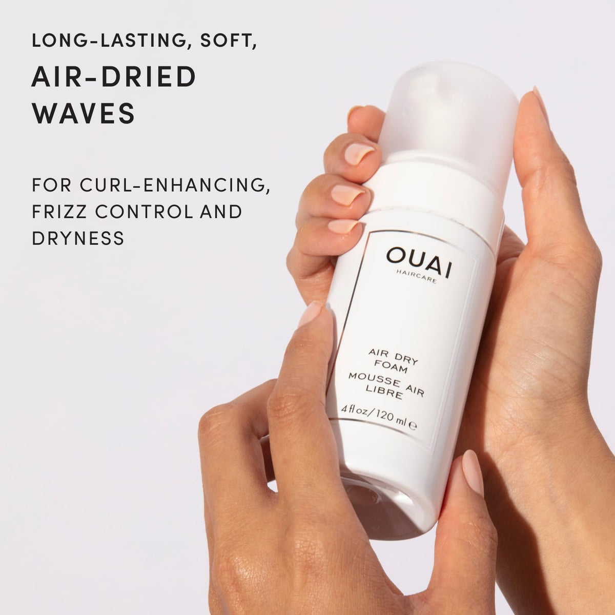 OUAI pump dispenser detail demonstrating easy, controlled application
