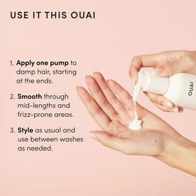 OUAI cream inside a travel kit demonstrating on-the-go frizz control