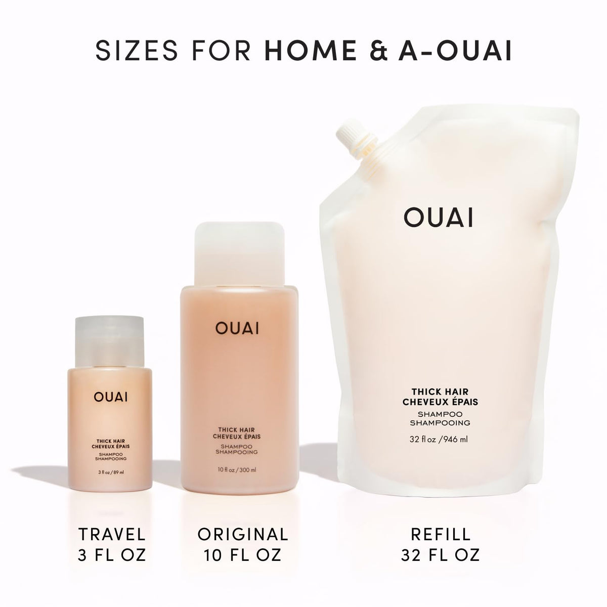 OUAI lifestyle shelf with bottle showing premium scent and routine pairing