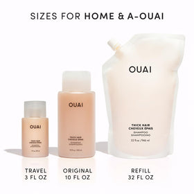 OUAI lifestyle shelf with bottle showing premium scent and routine pairing