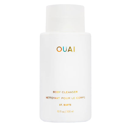 OUAI Body Cleanser front bottle showing St. Barts fragrance and benefits