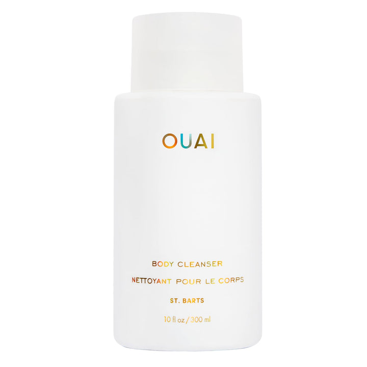 OUAI Body Cleanser front bottle showing St. Barts fragrance and benefits
