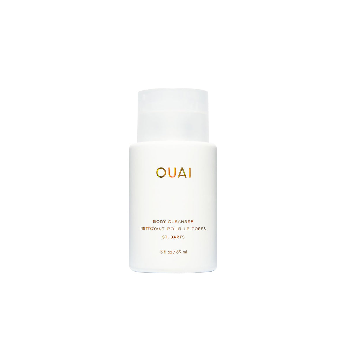 OUAI bottle front packaging showing travel-friendly design and scent