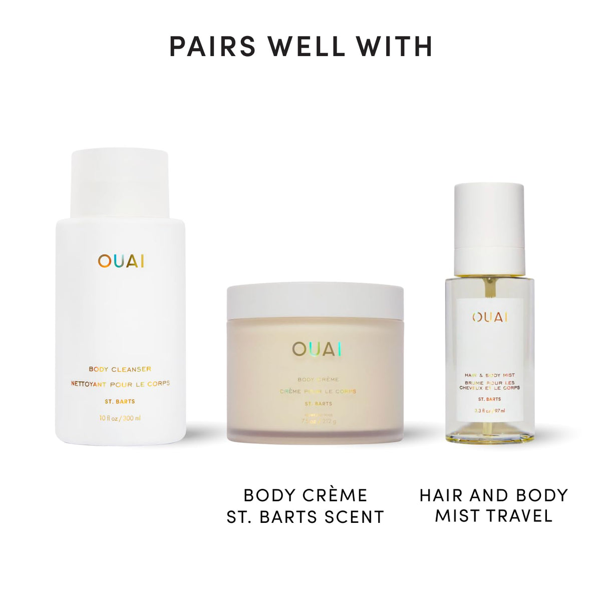 OUAI label closeup focusing on ingredient callouts and safety benefits