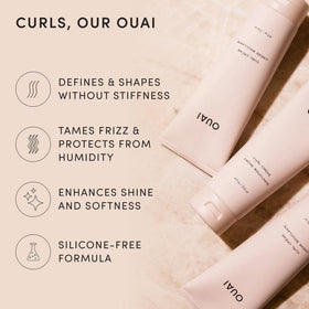 OUAI curl cream being squeezed into palm for easy application and control