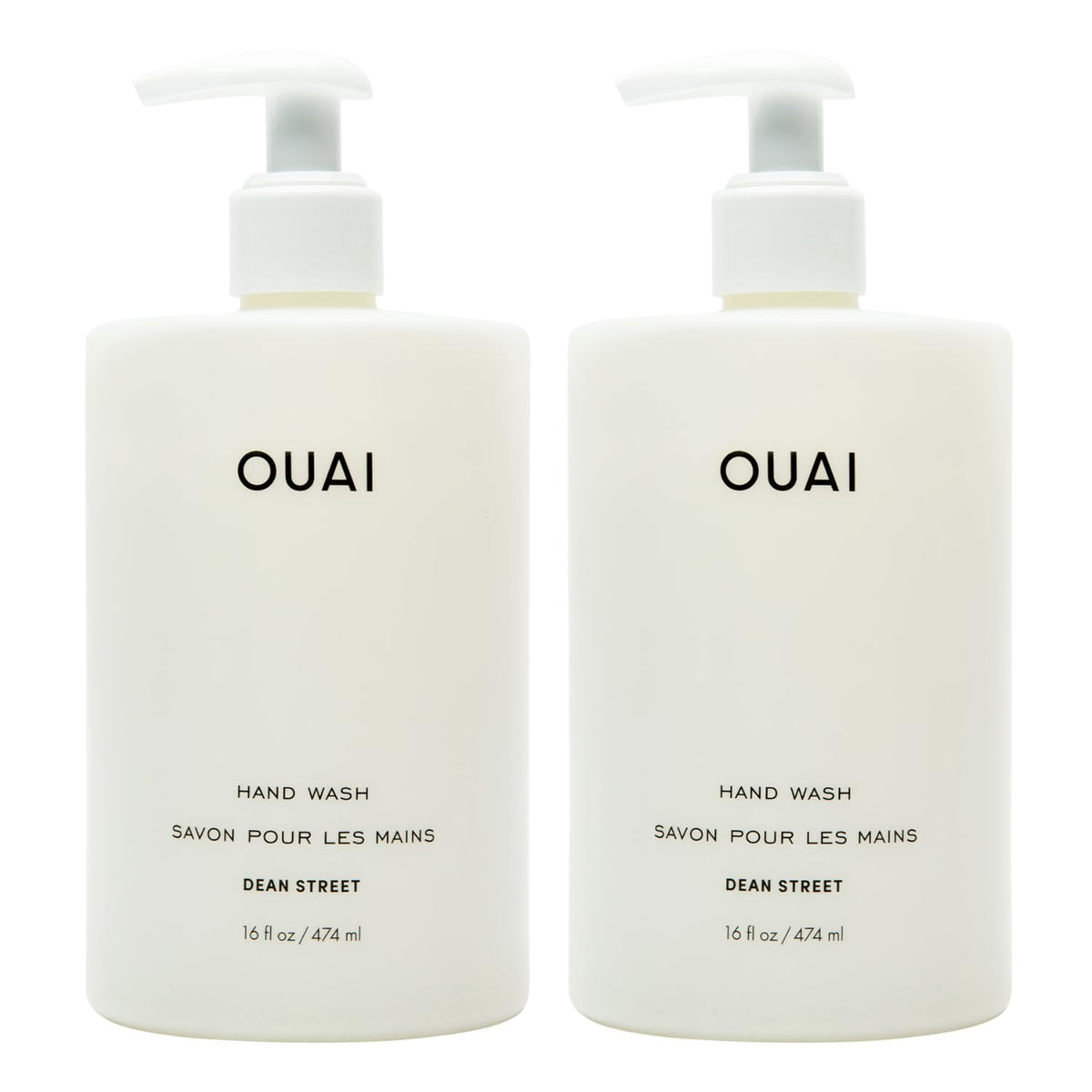 OUAI Dean Street front bottle showing label and elegant packaging, adds style to sink