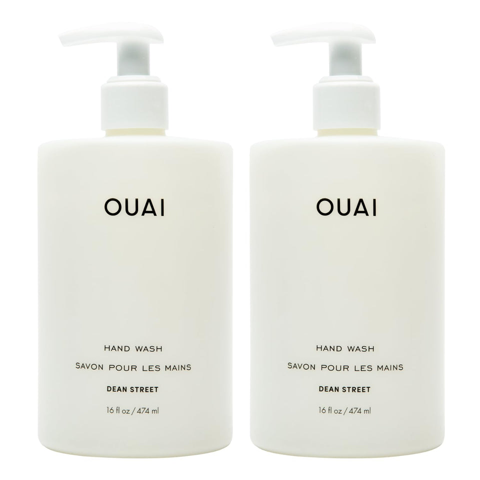 OUAI Dean Street front bottle showing label and elegant packaging, adds style to sink