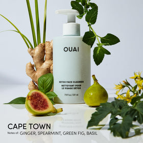 OUAI creamy lather texture of Detox Cleanser showing gentle foaming for comfortable cleanse