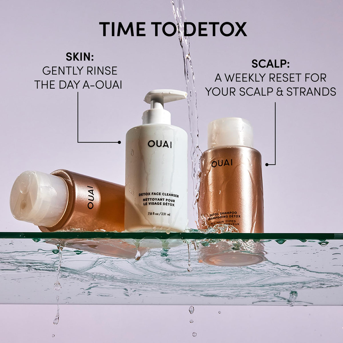 OUAI label close-up listing glycolic acid niacinamide and PHA for informed shoppers