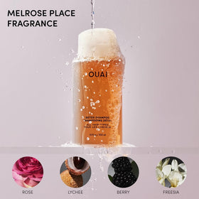 OUAI detox shampoo label ingredients view showing apple cider vinegar