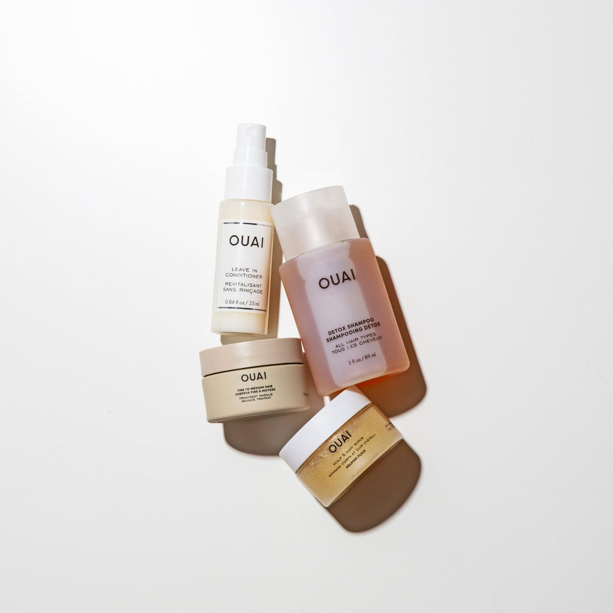 OUAI Detox Shampoo texture poured from bottle, clarifies hair and removes buildup