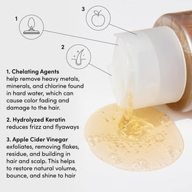 OUAI shampoo texture in hand demonstrating gentle consistency