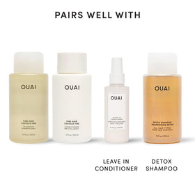OUAI before and after hair showing improved volume and healthier appearance