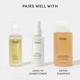 OUAI hair oil packaging back label showing ingredient and usage information benefit