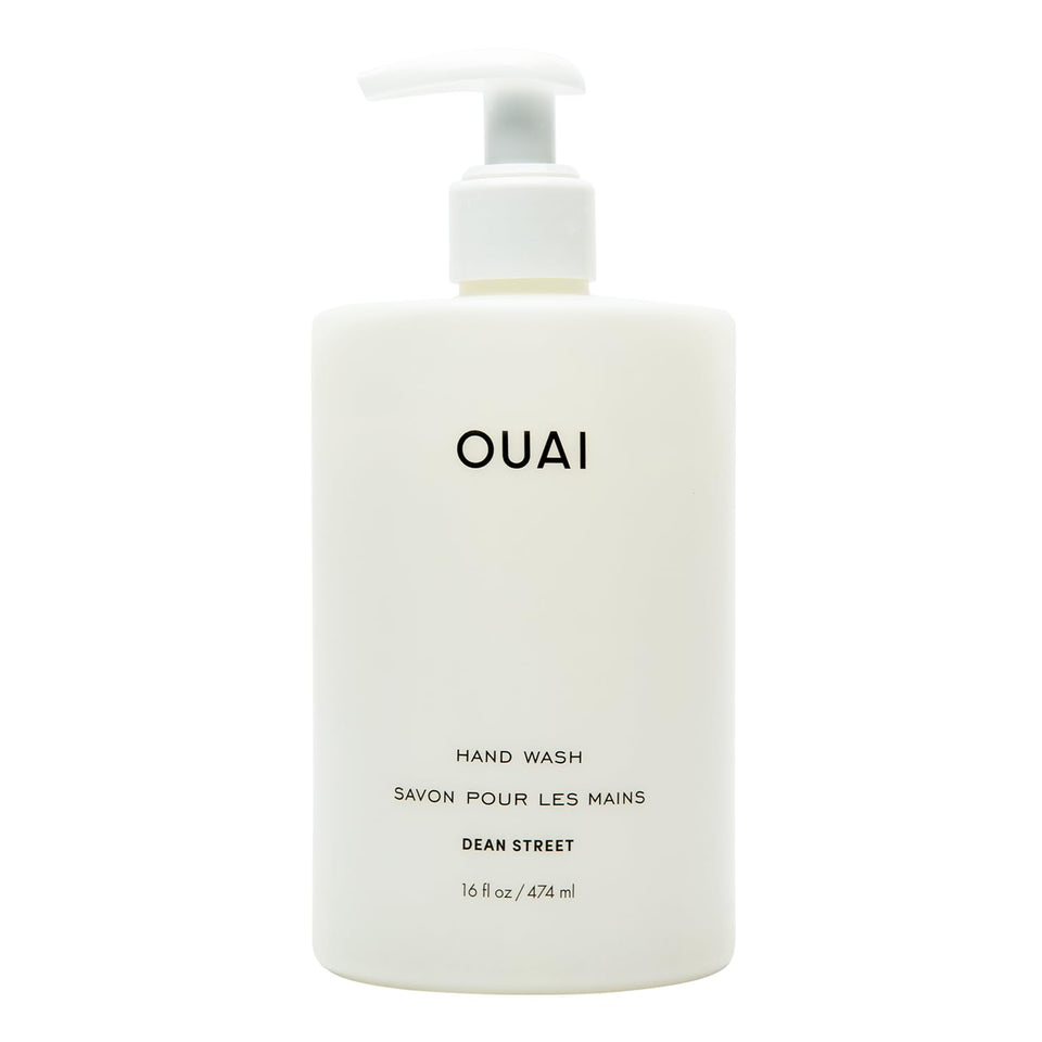 OUAI front bottle view showing Dean Street scent and elegant packaging benefit