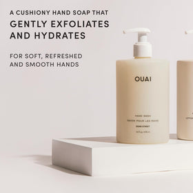 OUAI pump close-up highlighting secure dispenser for easy everyday use