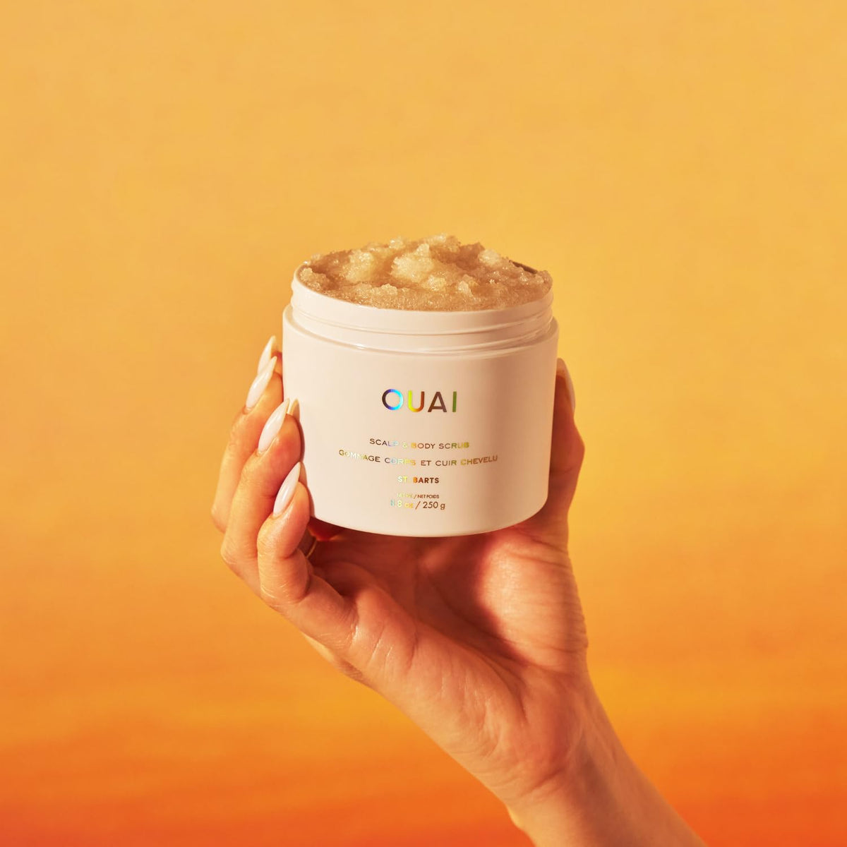 OUAI coconut and sugar ingredients staged, emphasizes moisturizing benefits