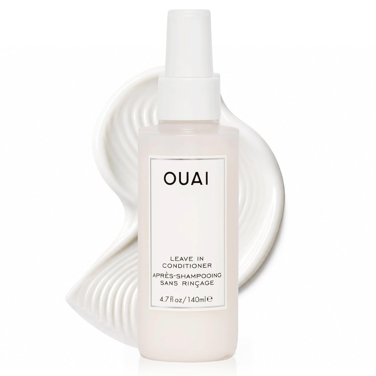 OUAI bottle front view showing product branding and size benefits