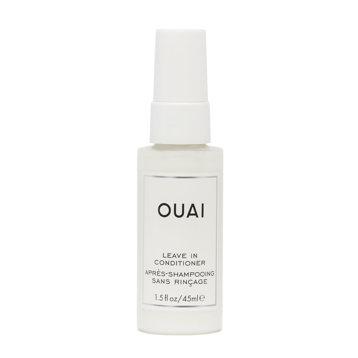 OUAI front packaging showing compact bottle and clear branding, travel-friendly convenience