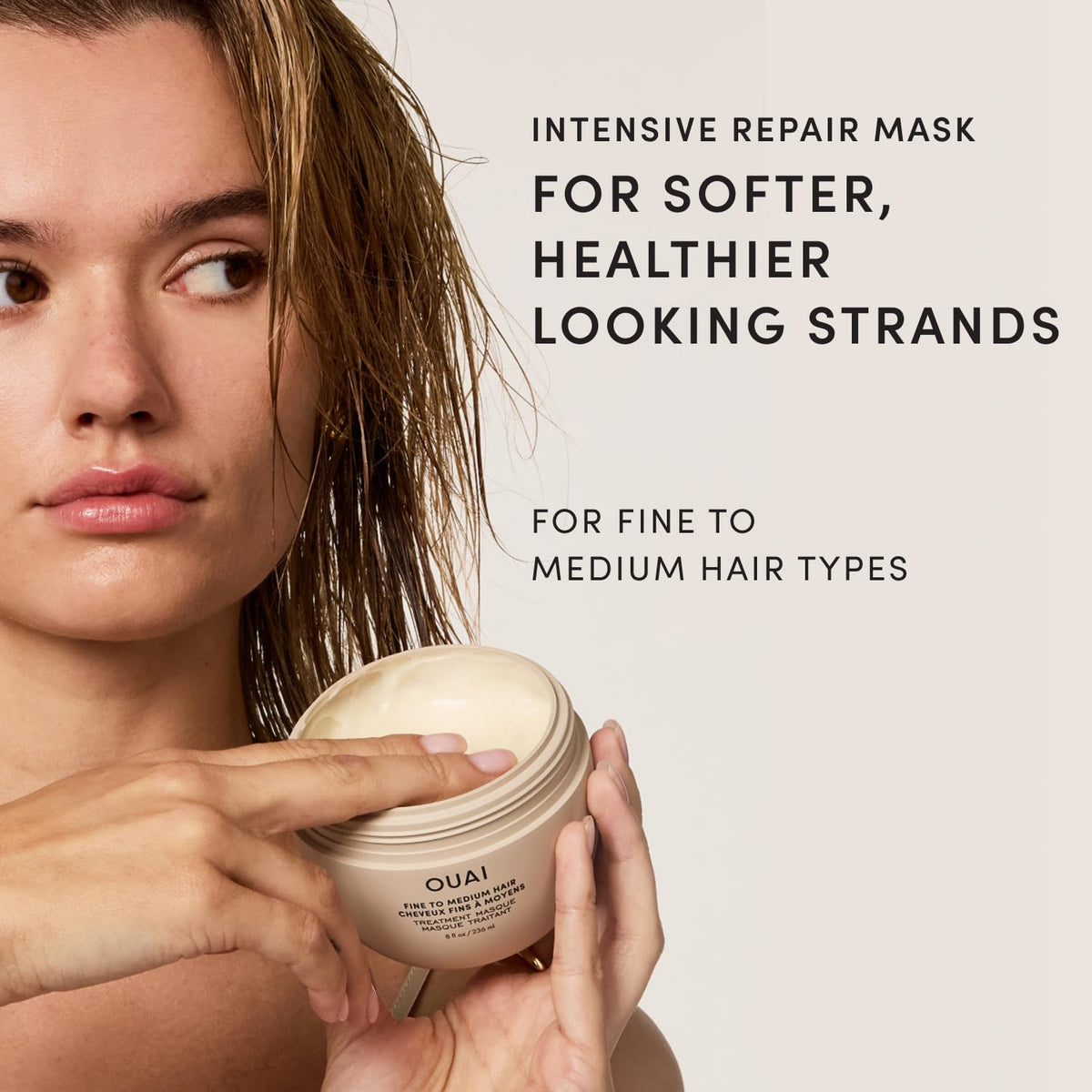 OUAI mask texture close-up reveals creamy consistency for easy spread