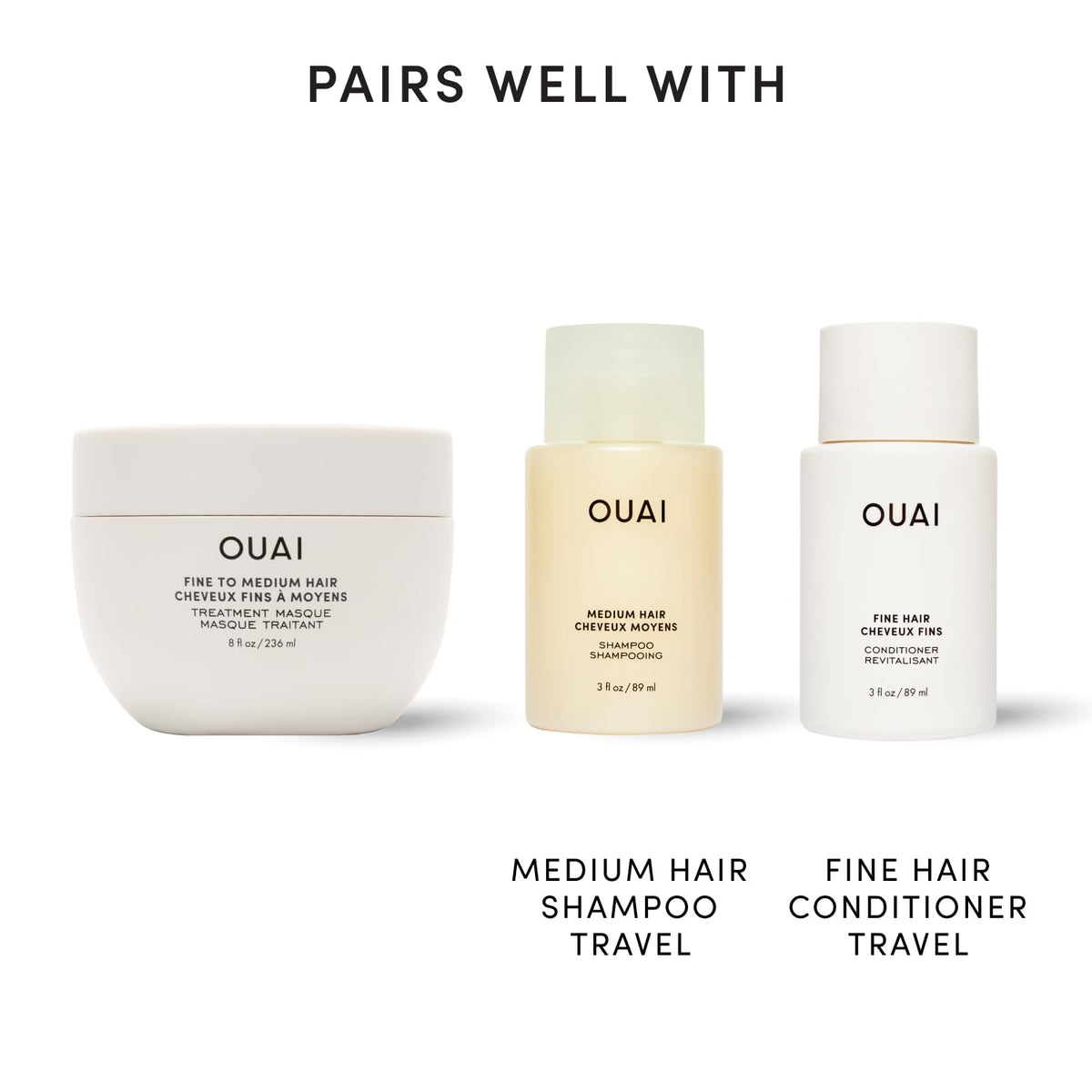 OUAI masque styled on bathroom shelf illustrating daily routine benefit