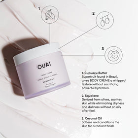OUAI Melrose Place being applied to hand demonstrating hydration and smooth skin benefit