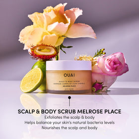 OUAI Melrose Place being massaged onto damp arm to show softened, smoother skin