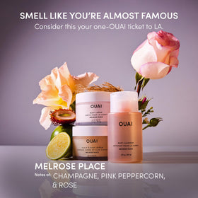 OUAI Melrose Place open jar texture close-up showing sugar crystals and creamy oil