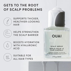 OUAI serum texture close-up highlighting lightweight absorbent finish benefit