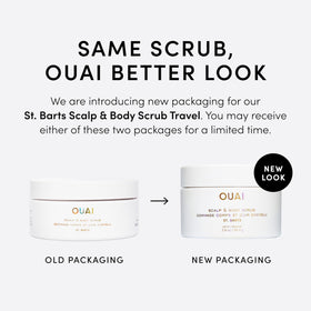 OUAI scrub sugar texture close-up showing exfoliant grains for smooth skin