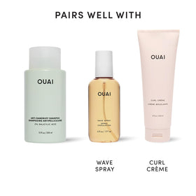 OUAI shampoo droplet on scalp close-up showing targeted scalp treatment