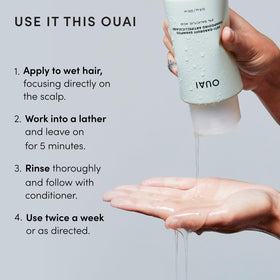 OUAI shampoo on bathroom shelf lifestyle setting for everyday routine inspiration