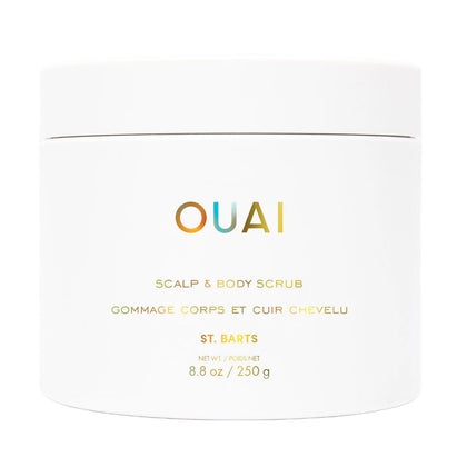 OUAI jar front view showing St. Barts label and size, highlights dual-use