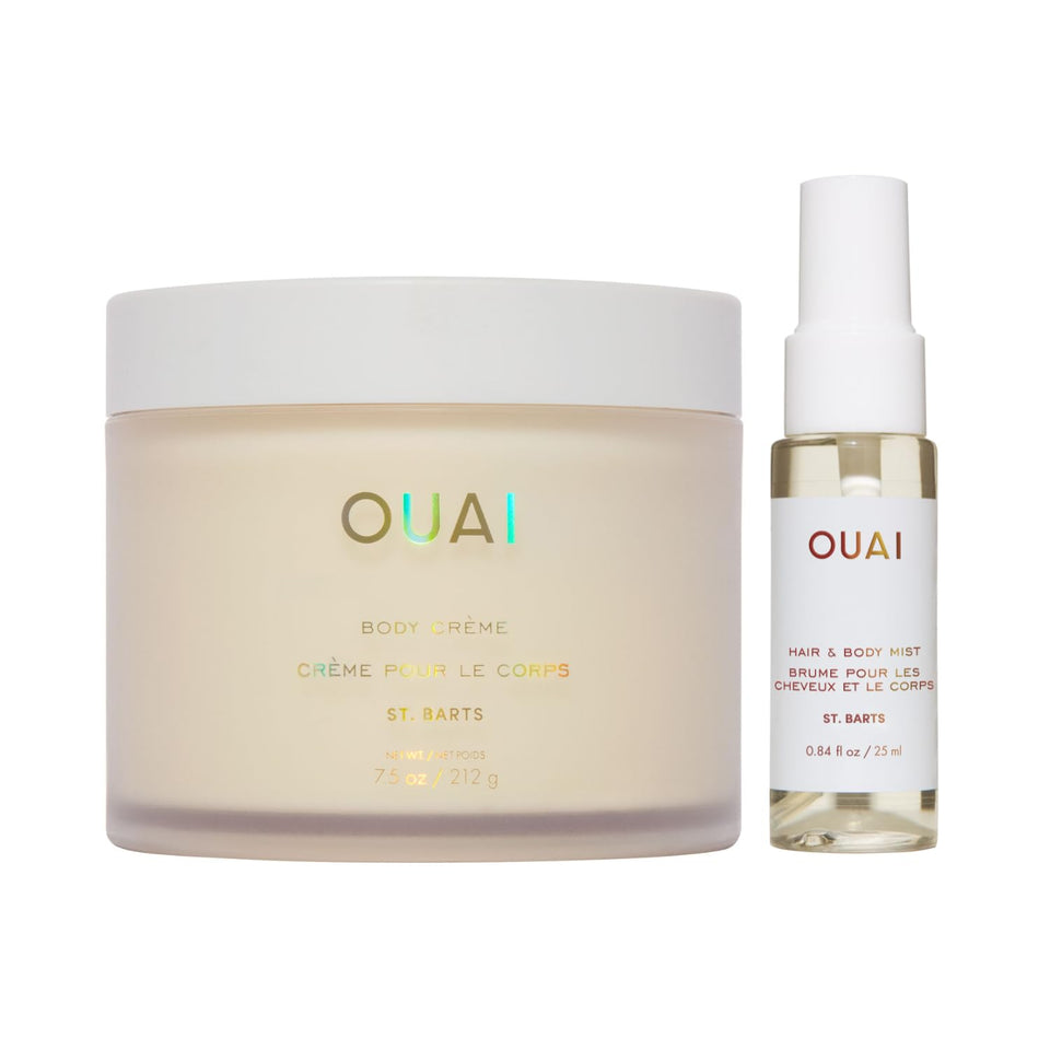 OUAI St. Barts front packaging showing both mist and whipped body cream for easy gifting