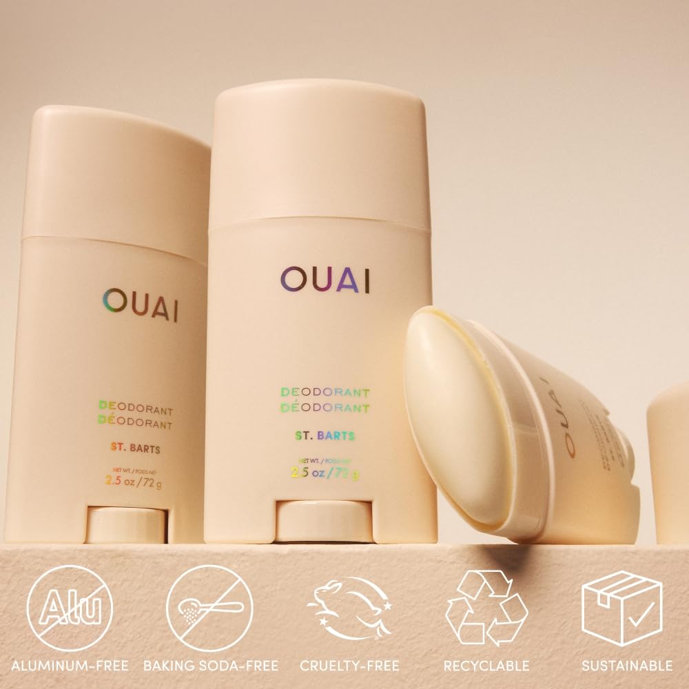 OUAI product surrounded by shea butter and coconut illustrating skin-softening benefit