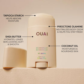 OUAI label close-up highlighting fragrance notes for easy scent layering benefit