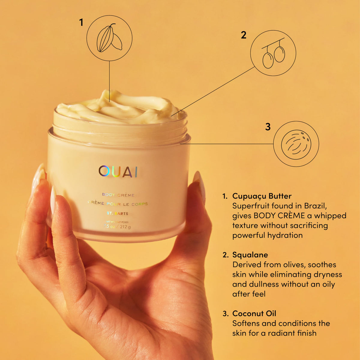 OUAI St. Barts hair and body mist bottle detail highlighting the spray nozzle and label