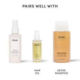 OUAI used before flat iron to show thermal protection and reduced heat damage