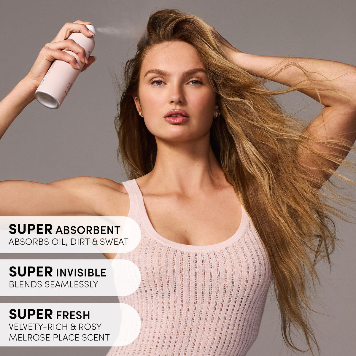OUAI application on dark hair showcasing no visible residue and refreshed roots