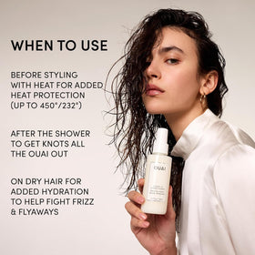 OUAI texture close-up mist showing non-greasy finish and slip