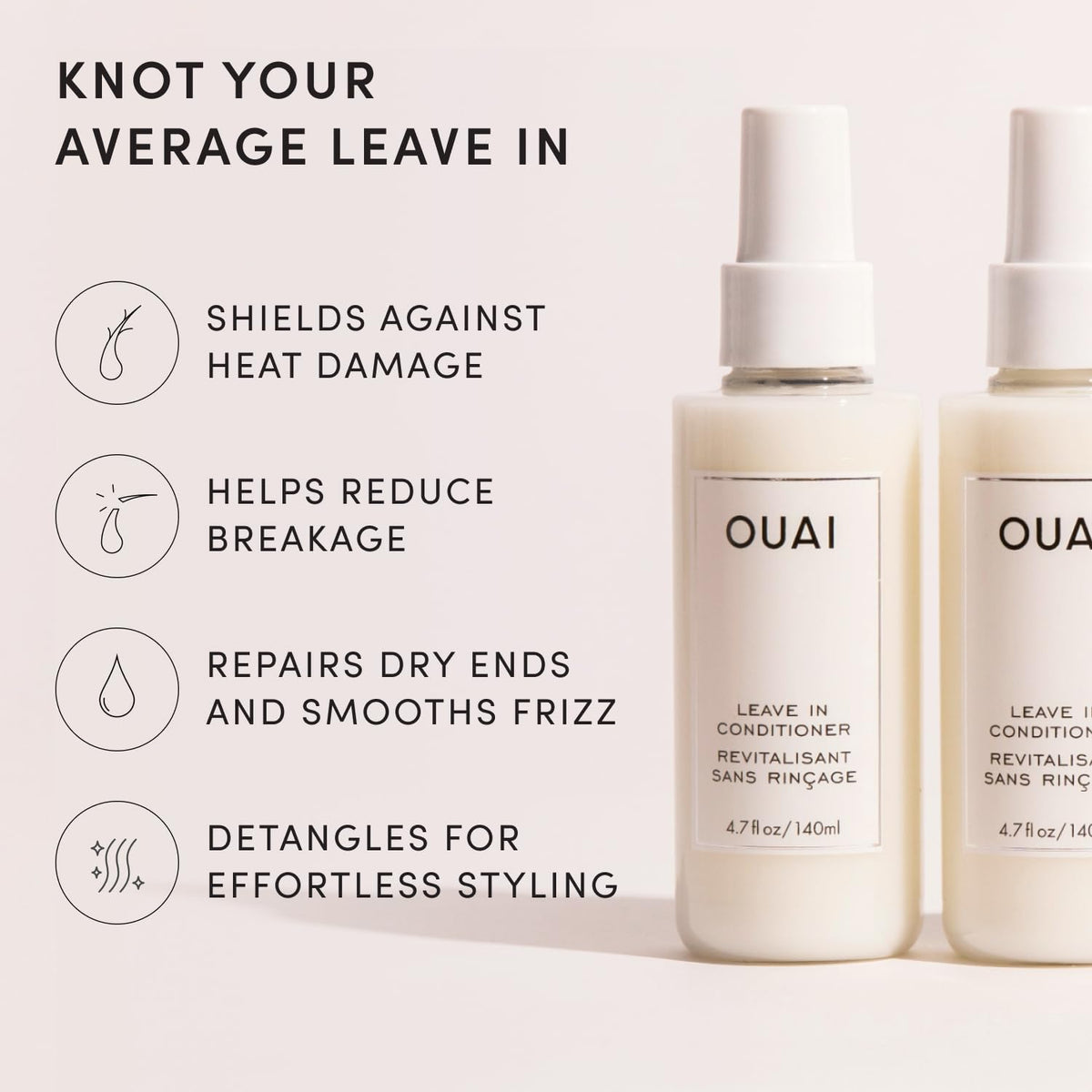 OUAI product texture on palm highlighting lightweight, non-greasy formula for hydration
