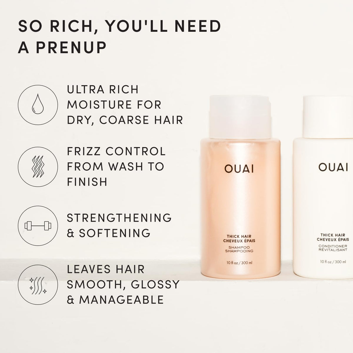 OUAI conditioner creamy texture close-up for deep hydration benefit