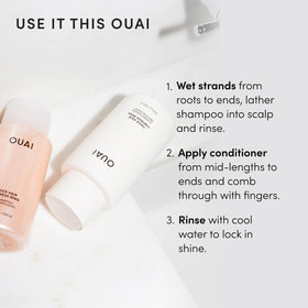OUAI after dry styling on thick hair, showing reduced frizz and enhanced smoothness