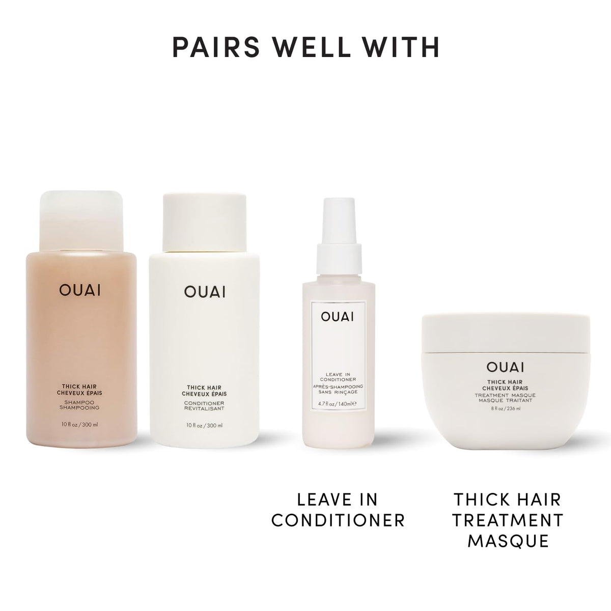 OUAI before and after on thick hair showing smoother styling benefit